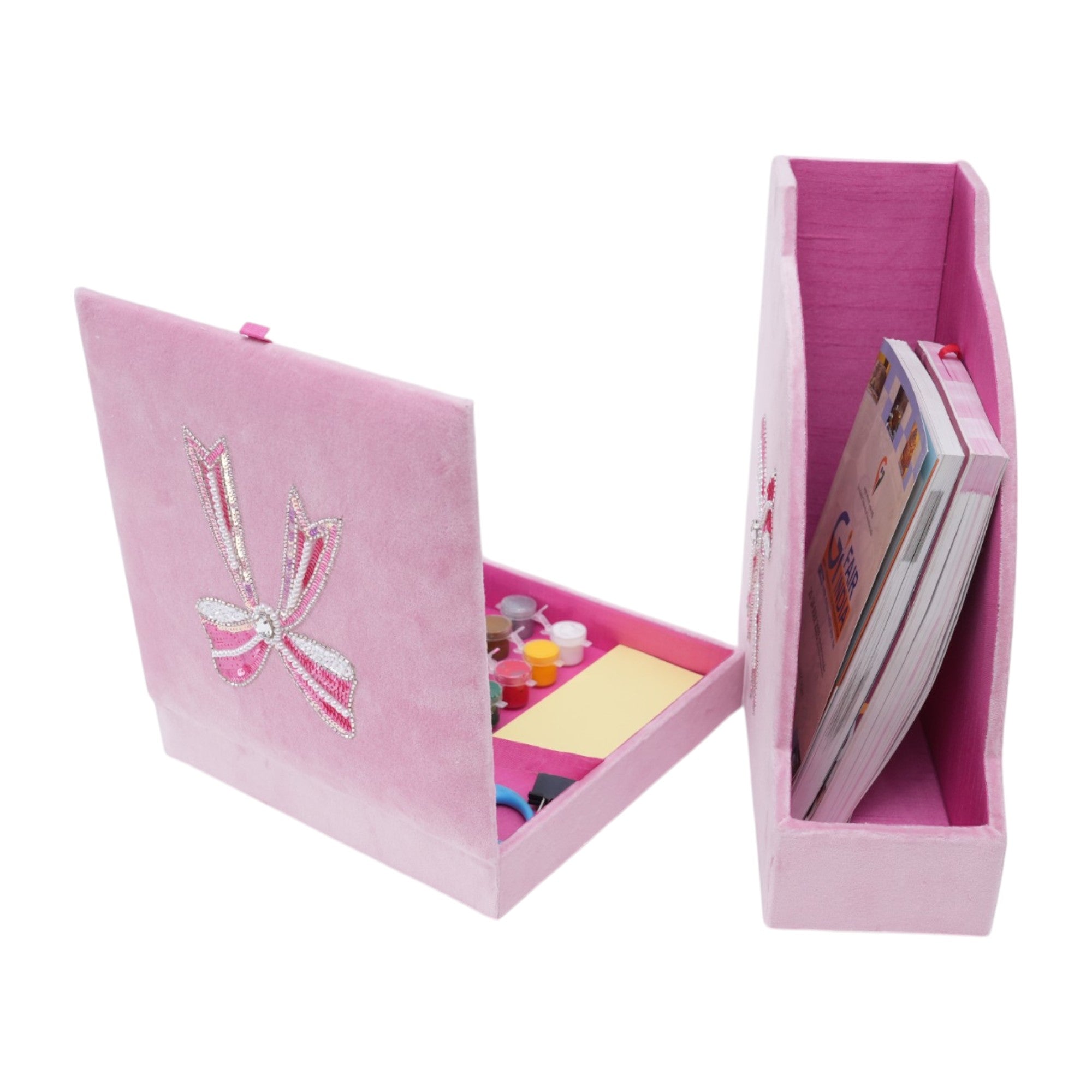 Bow Designed Magazine & Stationery Organizer (Set of 2)